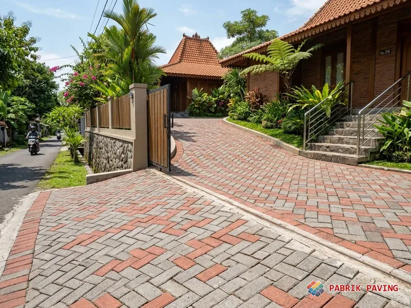 Tukang pasang paving block profesional Jogja pola herringbone bergaransi anti amblas