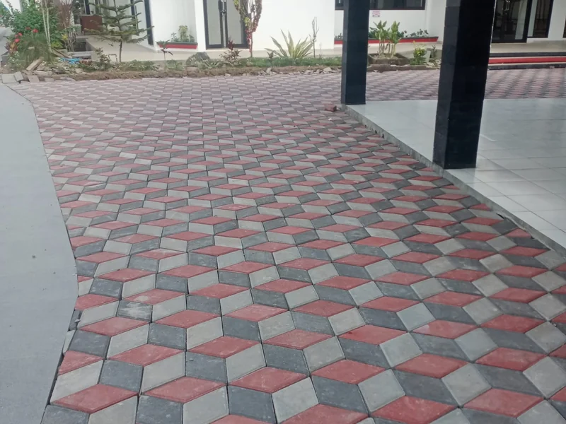 Paving Block 3 DIMENSI & WAJIK Rhomboid 3D Geometric / Belah Ketupat Wajik Interlocking (20 x 12 cm) Pabrik Jogja